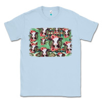 Dusty Blue baby cow floral aztec background Classic Tee - Jasminsmagicworld