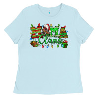Baby Blue Mama claus christmas lights and gifts mother's day Ladies Tee - HowdyJamesFarm
