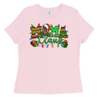 Bubblegum Pink Mama claus christmas lights and gifts mother's day Ladies Tee - HowdyJamesFarm