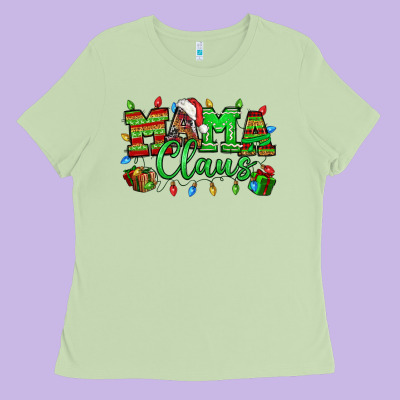 Mama Claus Christmas Lights And Gifts Mother's Day Ladies Tee Designed By Howdyjamesfarm