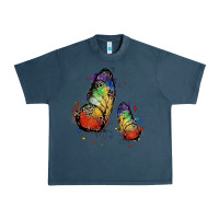 Midnight Navy rainbow butterfly pride Urban Heavy Tee - FaDigitalArtStudio