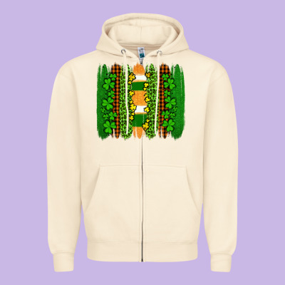 St Patricks  Brushstrokes Zipper Hoodie Designed By Adodesignshop