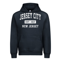 Navy jersey city new jersey nj vintage established sports design pullover h Urban Hoodie - linhVisuals