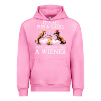 Fuchsia Pink it's all fun and games until someone loses a wiener shirt Urban Hoodie - linhVisuals