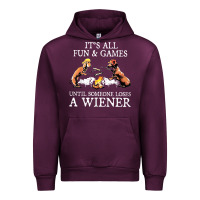 Mauve Wine it's all fun and games until someone loses a wiener shirt Urban Hoodie - linhVisuals