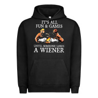 Pigment Black it's all fun and games until someone loses a wiener shirt Urban Hoodie - linhVisuals