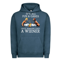 Pigment Midnight Navy it's all fun and games until someone loses a wiener shirt Urban Hoodie - linhVisuals