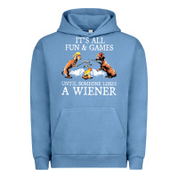 Pigment Pebble Blue it's all fun and games until someone loses a wiener shirt Urban Hoodie - linhVisuals