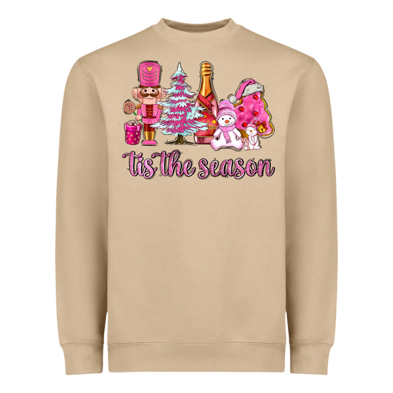 Tis The Season Pink Christmas Heavyweight Sweatshirt by AdoDesignShop | Teevron