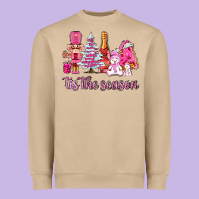 Tis The Season Pink Christmas Heavyweight Sweatshirt Designed By Adodesignshop