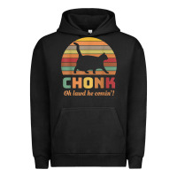 Pigment Black chonk cat scale meme retro oh lawd he comin' memes t shirt Urban Hoodie - linhVisuals
