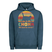 Pigment Midnight Navy chonk cat scale meme retro oh lawd he comin' memes t shirt Urban Hoodie - linhVisuals