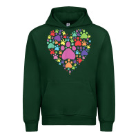 Forest Green heart paw print dog cat lover valentines day t shirt Urban Hoodie - linhVisuals