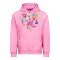 Fuchsia Pink heart paw print dog cat lover valentines day t shirt Urban Hoodie - linhVisuals