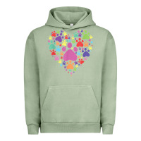 Pigment Oil Green heart paw print dog cat lover valentines day t shirt Urban Hoodie - linhVisuals