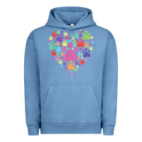 Pigment Pebble Blue heart paw print dog cat lover valentines day t shirt Urban Hoodie - linhVisuals