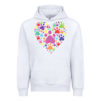 White heart paw print dog cat lover valentines day t shirt Urban Hoodie - linhVisuals
