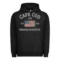 Pigment Black cape cod massachusetts american flag usa travel vintage pullover hoodi Urban Hoodie - linhVisuals
