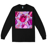 Black valentines day gift box and cookie seamless pattern Long Sleeve Tee - BundleAndBundleShop