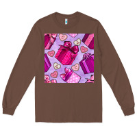 Chestnut valentines day gift box and cookie seamless pattern Long Sleeve Tee - BundleAndBundleShop