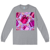 Heather Grey valentines day gift box and cookie seamless pattern Long Sleeve Tee - BundleAndBundleShop