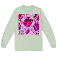 Matcha valentines day gift box and cookie seamless pattern Long Sleeve Tee - BundleAndBundleShop