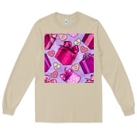 Mushroom valentines day gift box and cookie seamless pattern Long Sleeve Tee - BundleAndBundleShop
