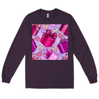 Plum valentines day gift box and cookie seamless pattern Long Sleeve Tee - BundleAndBundleShop