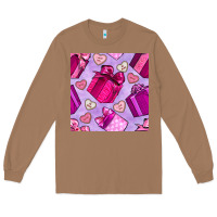 Toasted Coconut valentines day gift box and cookie seamless pattern Long Sleeve Tee - BundleAndBundleShop
