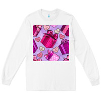 White valentines day gift box and cookie seamless pattern Long Sleeve Tee - BundleAndBundleShop