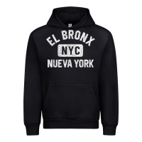 Black el bronx nueva york nyc gym style distressed white print t shirt Urban Hoodie - linhVisuals