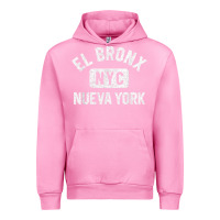 Fuchsia Pink el bronx nueva york nyc gym style distressed white print t shirt Urban Hoodie - linhVisuals