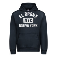 Navy el bronx nueva york nyc gym style distressed white print t shirt Urban Hoodie - linhVisuals