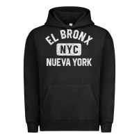 Pigment Black el bronx nueva york nyc gym style distressed white print t shirt Urban Hoodie - linhVisuals