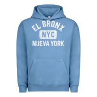 Pigment Pebble Blue el bronx nueva york nyc gym style distressed white print t shirt Urban Hoodie - linhVisuals
