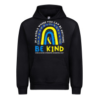 Black be kind down syndrome awareness blue ribbon rainbow march 21 t shirt Urban Hoodie - linhVisuals