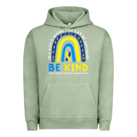 Pigment Oil Green be kind down syndrome awareness blue ribbon rainbow march 21 t shirt Urban Hoodie - linhVisuals