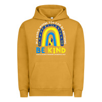 Pigment Peanut Butter be kind down syndrome awareness blue ribbon rainbow march 21 t shirt Urban Hoodie - linhVisuals