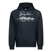 Navy boston skyline t shirt for women, men, girls & boys Urban Hoodie - linhVisuals