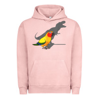 Pigment Salmon cute screaming parrot, birb memes, funny t rex sun conure t shirt Urban Hoodie - linhVisuals