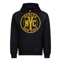Black harlem new york nyc vintage sign distressed amber print t shirt Urban Hoodie - linhVisuals