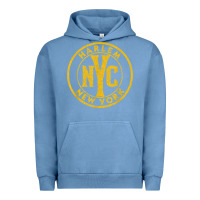 Pigment Pebble Blue harlem new york nyc vintage sign distressed amber print t shirt Urban Hoodie - linhVisuals