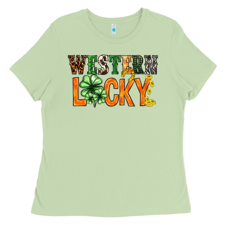 Western Lucky With Clover St. Patricks Day Ladies Tee by HowdyJamesFarm | Teevron