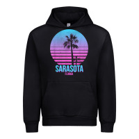 Black sarasota florida vintage retro palm tree t shirt Urban Hoodie - linhVisuals