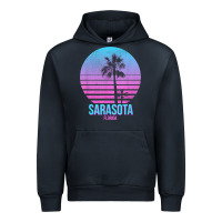 Navy sarasota florida vintage retro palm tree t shirt Urban Hoodie - linhVisuals
