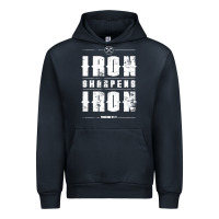 Navy iron sharpens iron proverbs christian bible verse religious pullover h Urban Hoodie - linhVisuals