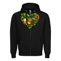 Black St Patricks heart Zipper Hoodie - AdoDesignShop