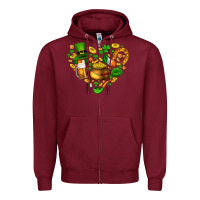 Burgundy St Patricks heart Zipper Hoodie - AdoDesignShop