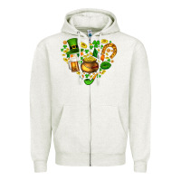 Oatmeal Heather St Patricks heart Zipper Hoodie - AdoDesignShop