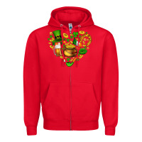 Red St Patricks heart Zipper Hoodie - AdoDesignShop